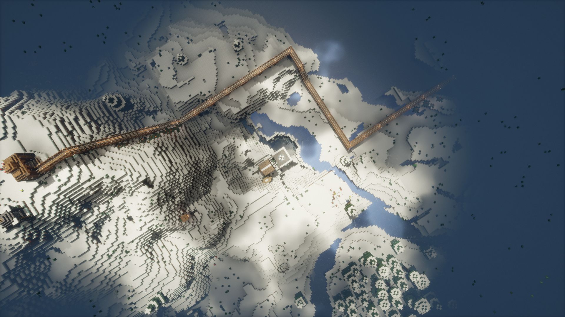 Birdseye view of Minecraft start area